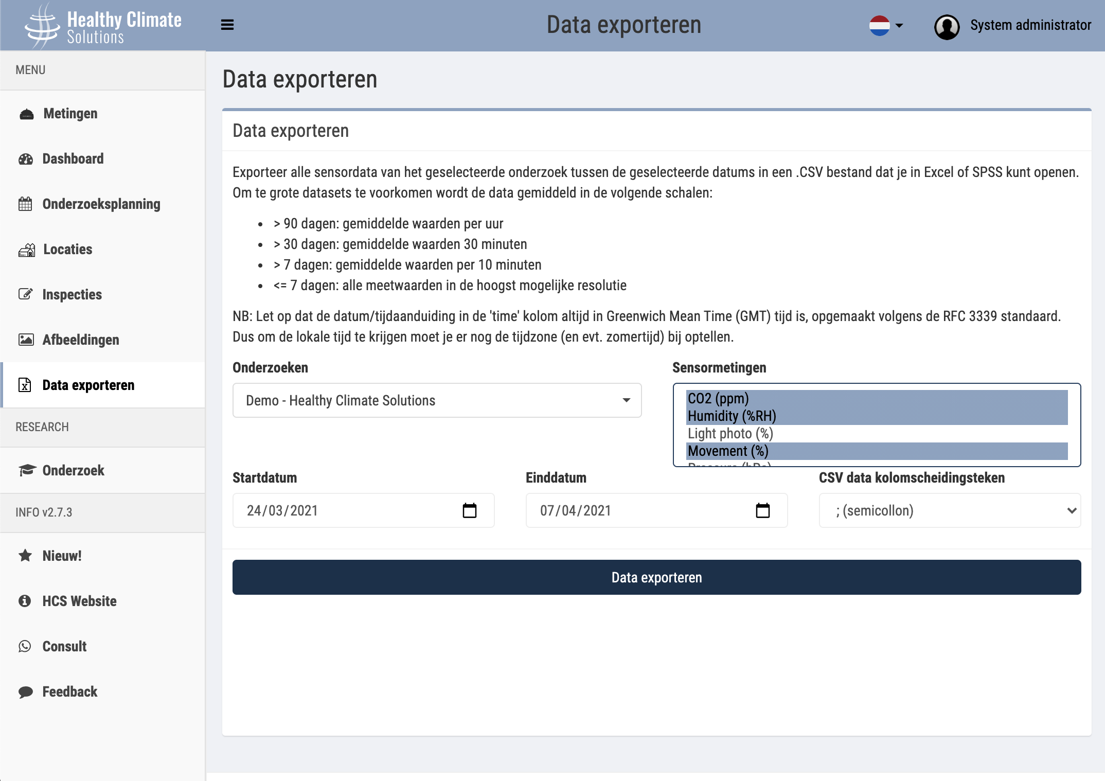 Data exporteren
